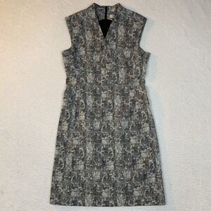 MM Lafleur Aditi Sheath Dress Womens Size 6 Crackle Print Black Work Business